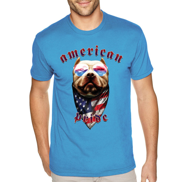 XtraFly Apparel Men&#39;s Tee American Pride Dog Pitbull Gangster America USA 2nd Amendment Gun Trump Military 4th July Fourth Crewneck T-shirt