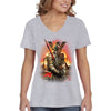 XtraFly Apparel Women&#39;s Apocalypse Grim Reaper Undead Underworld Devil Skeleton Gothic Warrior Fantasy Demon Skull Dragon Orc V-neck T-shirt