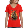 XtraFly Apparel Women&#39;s Apocalypse Grim Reaper Undead Underworld Devil Skeleton Gothic Warrior Fantasy Demon Skull Dragon Orc V-neck T-shirt
