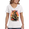 XtraFly Apparel Women&#39;s Apocalypse Grim Reaper Undead Underworld Devil Skeleton Gothic Warrior Fantasy Demon Skull Dragon Orc V-neck T-shirt