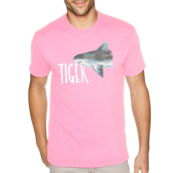 XtraFly Apparel Men&#39;s Tee Tiger Shark Great White Hammer Head Mako Blue Fish Fishing Ocean Sea Swimming Fisherman Beach Crewneck T-shirt