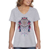 XtraFly Apparel Women&#39;s Dreamcatcher Flowers Native American Tribal Spirit Ojibwe Chippewa Cherokee Indian Tribe Spiritual V-neck T-shirt