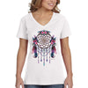 XtraFly Apparel Women&#39;s Dreamcatcher Flowers Native American Tribal Spirit Ojibwe Chippewa Cherokee Indian Tribe Spiritual V-neck T-shirt