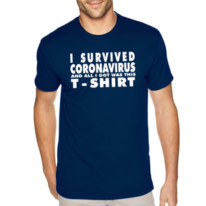 XtraFly Apparel Men&#39;s Tee I Survived Social Distance Distancing Quarantine Survivor Vaccine Vaccinated Father&#39;s Day Gift Crewneck T-shirt