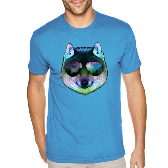 XtraFly Apparel Men's Tee Night Wolf Pack Nature Zoo Cosmic Fox Animal Forest Coyote Sunglasses Galaxy Beach Summer Party Crewneck T-shirt