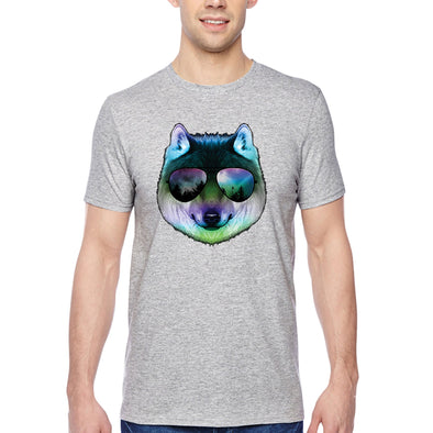 XtraFly Apparel Men's Tee Night Wolf Pack Nature Zoo Cosmic Fox Animal Forest Coyote Sunglasses Galaxy Beach Summer Party Crewneck T-shirt