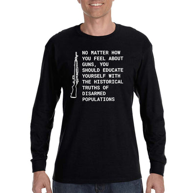 XtraFly Apparel Men&#39;s Educate Yourself Guns 2nd Amendment 4th July Fourth Patriot Trump American Pride Rifle USA Army Long Sleeve T-Shirt