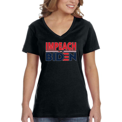 XtraFly Apparel Women's Impeach Biden Trump 2024 Patriot Joe Kamala Harris President Election 2nd Amendment American Politics V-neck T-shirt