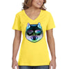 XtraFly Apparel Women's Night Wolf Pack Nature Zoo Cosmic Fox Wild Animal Forest Coyote Sunglasses Galaxy Beach Summer Party V-neck T-shirt