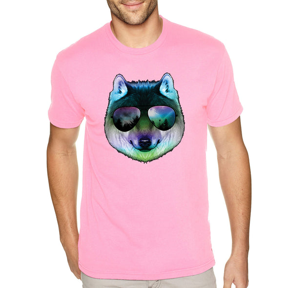 XtraFly Apparel Men's Tee Night Wolf Pack Nature Zoo Cosmic Fox Animal Forest Coyote Sunglasses Galaxy Beach Summer Party Crewneck T-shirt