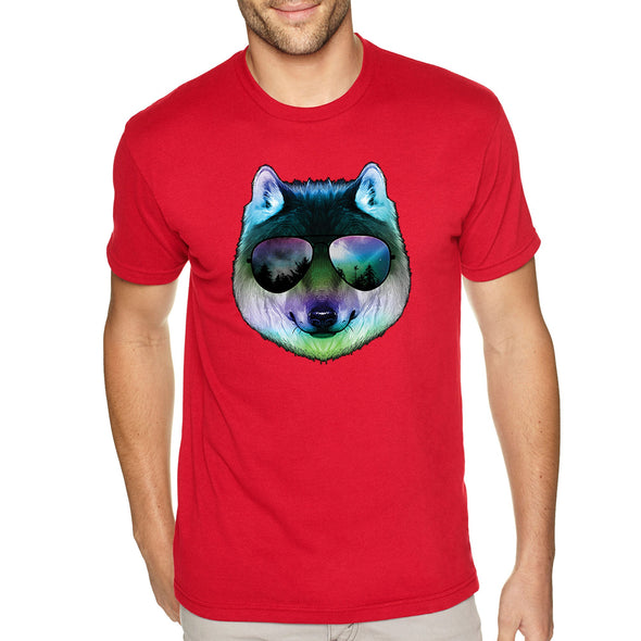 XtraFly Apparel Men's Tee Night Wolf Pack Nature Zoo Cosmic Fox Animal Forest Coyote Sunglasses Galaxy Beach Summer Party Crewneck T-shirt