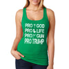 XtraFly Apparel Women's Pros Trump 2024 God Life Gun Religious 2nd Amendment American Flag Pride Patriot Republican MAGA Patriotic Racerback