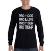 XtraFly Apparel Men's Pros Trump 2024 God Life Gun Religious 2nd Amendment American Flag Pride Patriot Republican MAGA Long Sleeve T-Shirt