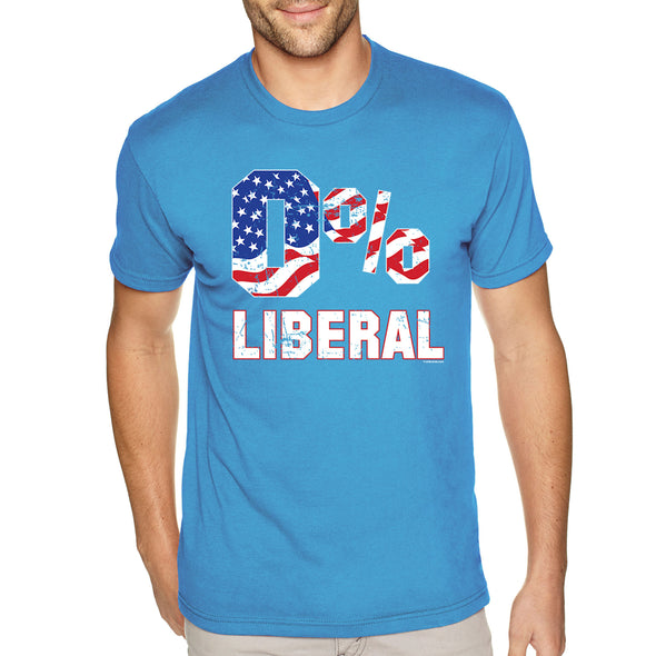 XtraFly Apparel Men's Tee 0% Liberal Trump 2024 Republican Conservative America Flag Patriot 4th July MAGA 2nd Amendment Crewneck T-shirt