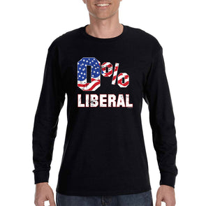 XtraFly Apparel Men's 0% Liberal Trump 2024 Republican Conservative American Flag Patriot 4th July MAGA 2nd Amendment Long Sleeve T-Shirt