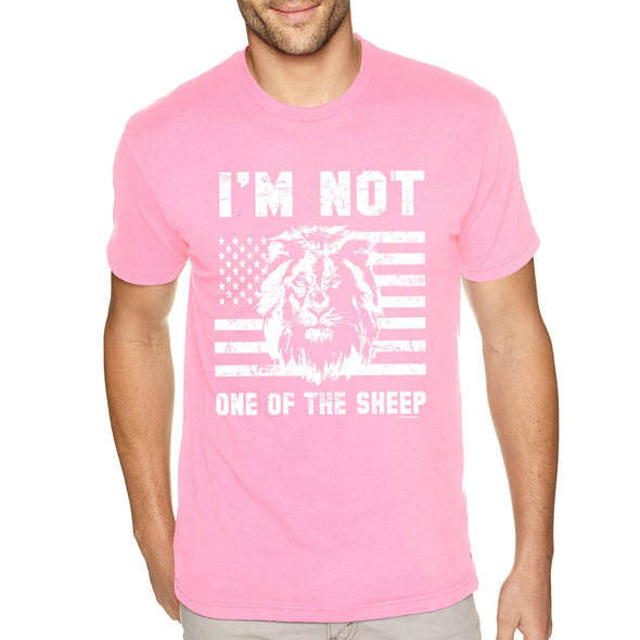 XtraFly Apparel Men's Tee Not One Of Sheep Lion American Flag Patriot 4th July Fourth Trump 2024 USA 2nd Amendment DeSantis Crewneck T-shirt
