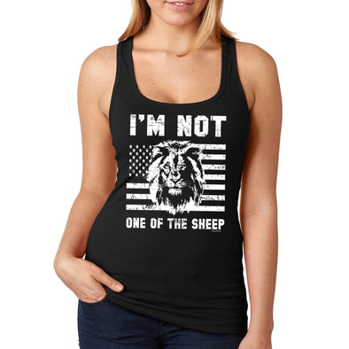 XtraFly Apparel Women's Not One Of Sheep Lion American Flag Patriot Pride 4th July Fourth Trump 2024 MAGA 2nd Amendment DeSantis Racerback
