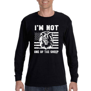 XtraFly Apparel Men's Not One Of Sheep Lion American Flag Patriot 4th July Fourth Trump 2024 MAGA 2nd Amendment DeSantis Long Sleeve T-Shirt
