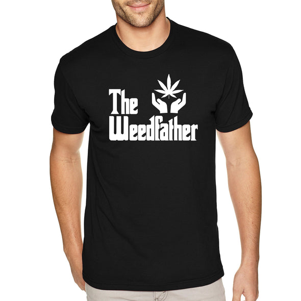 XtraFly Apparel Men's Tee Weedfather White Marijuana Leaf Cannabis Weed 420 Stoner Kush Dope Pot Joint Smoke Blunt Bud High Crewneck T-shirt