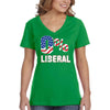 XtraFly Apparel Women's 0% Liberal Trump 2024 Republican Conservative American Pride Flag Patriot 4th July MAGA 2nd Amendment V-neck T-shirt