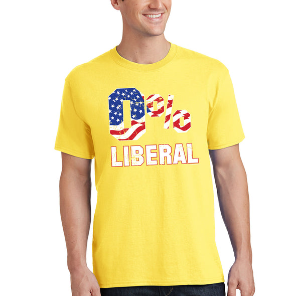 XtraFly Apparel Men's Tee 0% Liberal Trump 2024 Republican Conservative America Flag Patriot 4th July MAGA 2nd Amendment Crewneck T-shirt