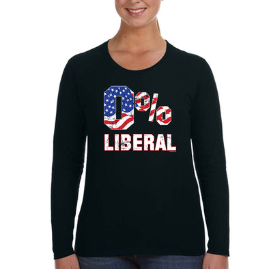 XtraFly Apparel Women's 0% Liberal Trump 2024 Republican Conservative American Flag Patriot 4th July MAGA 2nd Amendment Long Sleeve T-Shirt