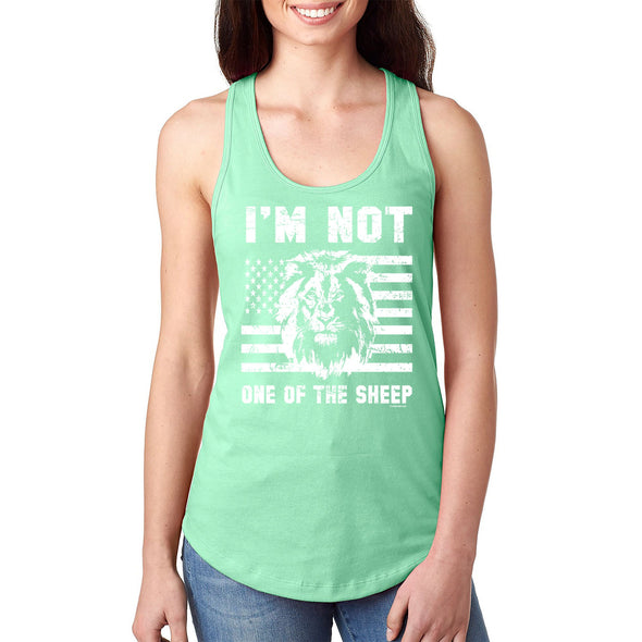 XtraFly Apparel Women's Not One Of Sheep Lion American Flag Patriot Pride 4th July Fourth Trump 2024 MAGA 2nd Amendment DeSantis Racerback