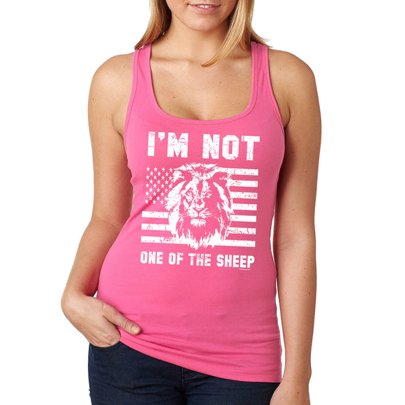 XtraFly Apparel Women's Not One Of Sheep Lion American Flag Patriot Pride 4th July Fourth Trump 2024 MAGA 2nd Amendment DeSantis Racerback