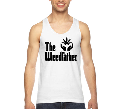 XtraFly Apparel Men's Weedfather Black Marijuana Leaf Cannabis Weed 420 Stoner Kush Dope Pot Joint Smoke Blunt Bud High AF Mary Jane Tanktop
