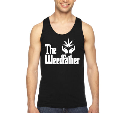 XtraFly Apparel Men's Weedfather White Marijuana Leaf Cannabis Weed 420 Stoner Kush Dope Pot Joint Smoke Blunt Bud High AF Mary Jane Tanktop