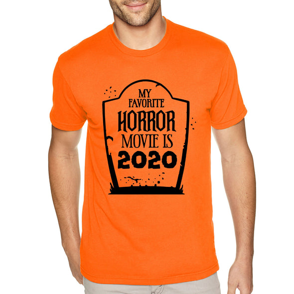 XtraFly Apparel Men's Tee My Favorite Horror Movie 2020 Halloween Costume Social Distance Distancing Trick Treat Pumpkin Crewneck T-shirt
