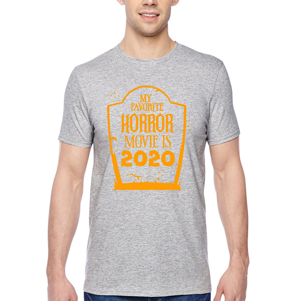 XtraFly Apparel Men's Tee My Favorite Horror Movie 2020 Halloween Costume Social Distance Distancing Trick Treat Pumpkin Crewneck T-shirt