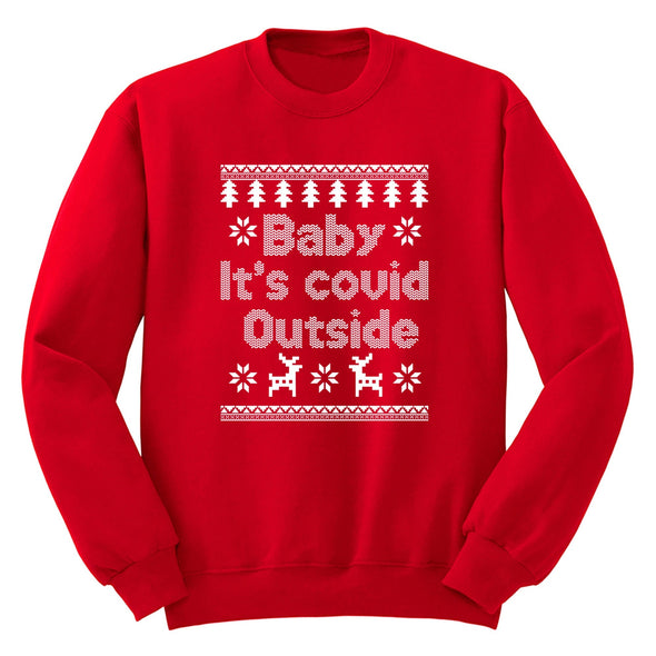 XtraFly Apparel Men Women's Baby It's Cold Outside Social Distancing Distance Quarantine Reindeer Snowflake Christmas Xmas Tree Sweatshirt