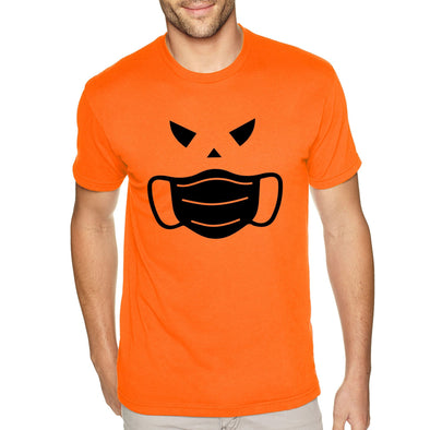 XtraFly Apparel Men's Tee Jack O Lantern Mask Pumpkin Spice Social Distance Distancing Halloween Costume Trick Treat Ghost Crewneck T-shirt