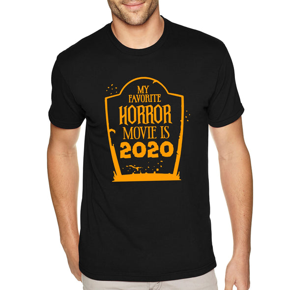 XtraFly Apparel Men's Tee My Favorite Horror Movie 2020 Halloween Costume Social Distance Distancing Trick Treat Pumpkin Crewneck T-shirt