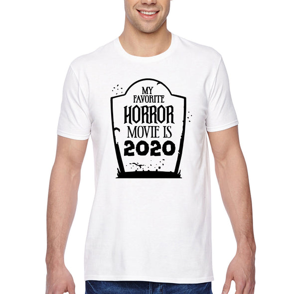 XtraFly Apparel Men's Tee My Favorite Horror Movie 2020 Halloween Costume Social Distance Distancing Trick Treat Pumpkin Crewneck T-shirt