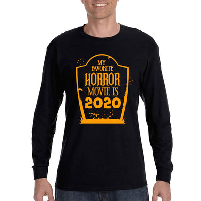 XtraFly Apparel Men's My Favorite Horror Movie 2020 Halloween Costume Social Distance Distancing Trick Treat Pumpkin Boo Long Sleeve T-Shirt