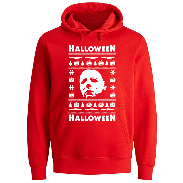 XtraFly Apparel Men Women's Halloween Christmas Ugly Xmas Sweater Scary Horror Movie Pumpkin Slasher Costume Trick Treat Holiday Tree Hoodie