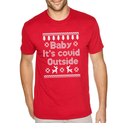 XtraFly Apparel Men's Tee Baby It's Cold Outside Social Distancing Distance Quarantine Reindeer Snowflake Christmas Xmas Crewneck T-shirt